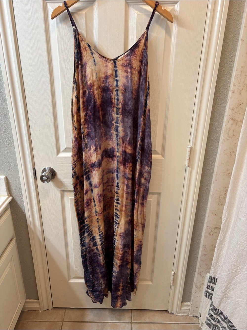 entro Brown and Navy shibori Tie-Dye Maxi Dress size medium